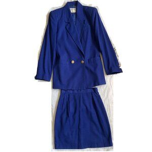 Kasper for ASL Royal Blue Blazer skirt suit set; Size 6